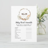 Carte de jeu de mots mêlés pour Baby Shower (Debout devant)