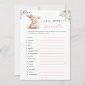 Carte de jeu de mots mêlés pour Baby Shower Bunny (Devant)