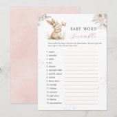 Carte de jeu de mots mêlés pour Baby Shower Bunny (Devant / Derrière)