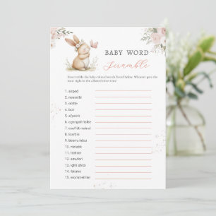Carte de jeu de mots mêlés pour Baby Shower sur le