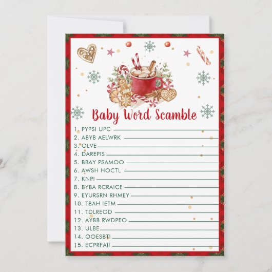 Carte de jeu de mots mêlés pour bébé de Noël Baby (Devant)