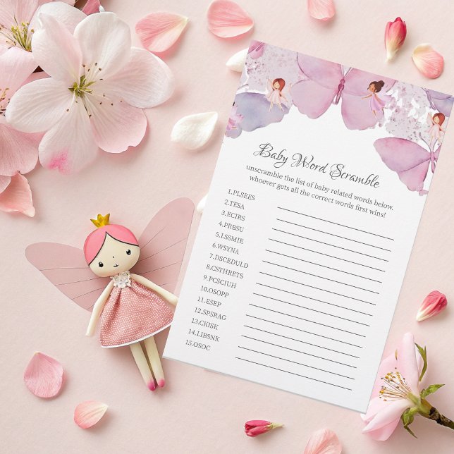 Carte de jeu de mots mêlés pour bébé - Thème fée f (Créateur téléchargé)