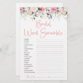 Carte de jeu de mots mêlés pour la mariée | Blush  (Devant / Derrière)