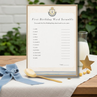 Carte de jeu de mots mêlés pour le premier anniver