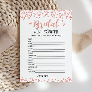 Carte de jeu de mots mêlés pour mariage avec répon