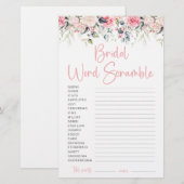 Carte de jeu de mots mêlés pour mariage | Blush Fl (Devant / Derrière)