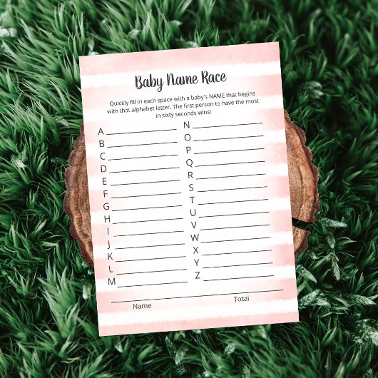 Carte de jeu de nom de bébé Tan Bunny Rose