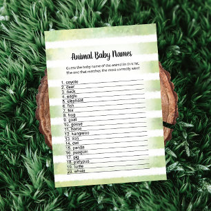 Carte de jeu de noms de bébés animaux lapin blanc