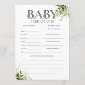 Carte de jeu de Prédictions Bébé pour Baby Shower  (Devant)