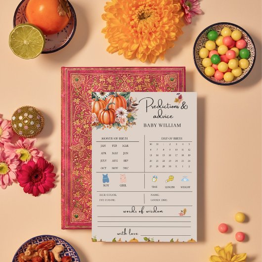 Carte de jeu de prédictions et conseils pour bébé 