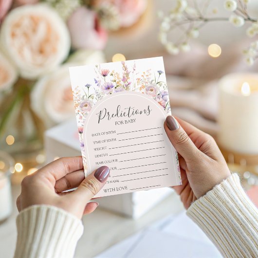 Carte de jeu de prédictions pour bébé fleur sauvag