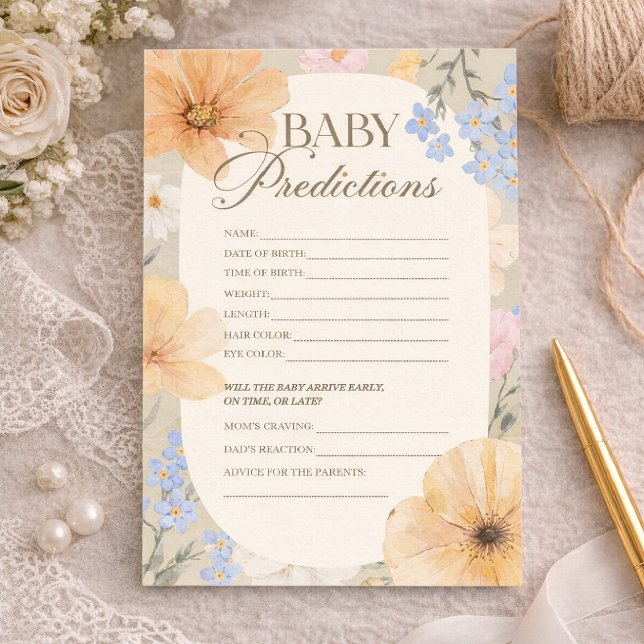Carte de jeu de prédictions pour bébé florale, Boh (Créateur téléchargé)
