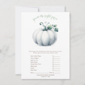 Carte de jeu de prix Citrouille blanc - Baby showe (Devant)