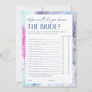 Carte de jeu de questionnaire de douche de mariage