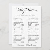 Carte de jeu de quiz bébé pour baby shower (Devant)