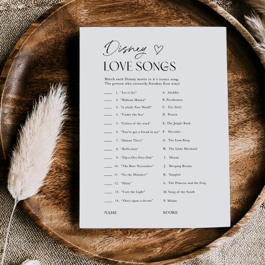 Carte de jeu de quiz de chansons d'amour de douche