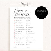 Carte de jeu de quiz de chansons d'amour de douche