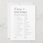Carte de jeu de quiz de chansons d'amour de douche (Devant)