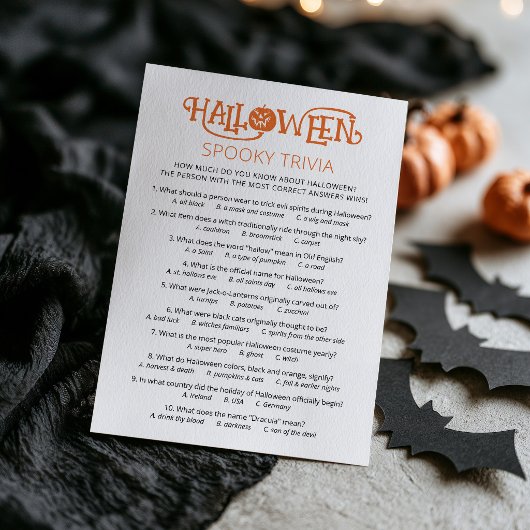 Carte de jeu de quiz Halloween