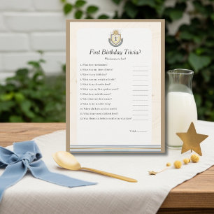 Carte de jeu de quiz pour le premier anniversaire