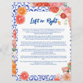 Carte de jeu de salle de mariage à gauche ou à dro (Devant / Derrière)