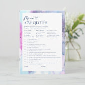 Carte de jeu de shower de mariage avec des citatio (Debout devant)