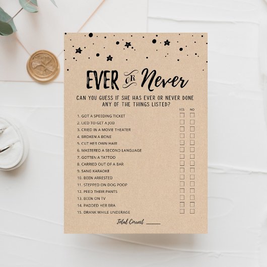 Carte de jeu de Shower de mariage modifiable Ever