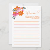 Carte de jeu de société de mariage floral vibrant (Devant)