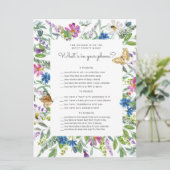 Carte de jeu de téléphone à Baby shower floral lar (Debout devant)