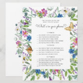 Carte de jeu de téléphone à Baby shower floral lar (Devant / Derrière)