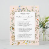 Carte de jeu de téléphone de Baby shower rustique  (Debout devant)