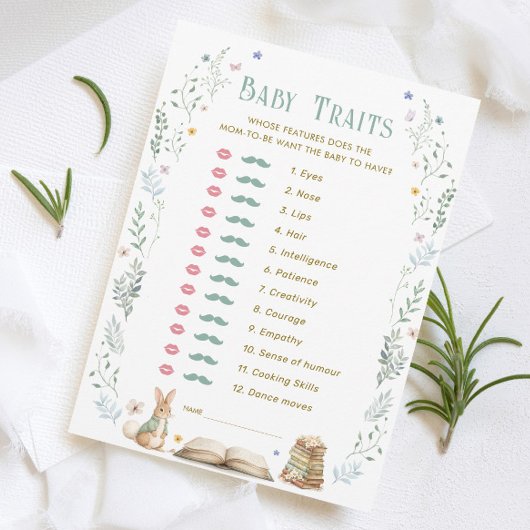 Carte de jeu de traits de bébé de douche de bébé d