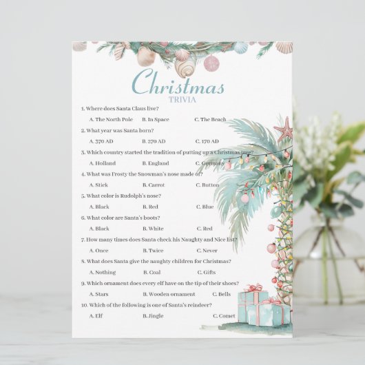 Carte de jeu de trivia de Noël côtier (Debout devant)