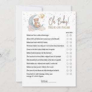 Carte de jeu de vrai ou faux pour Baby Shower Over