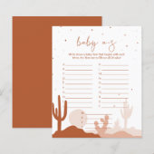 Carte de jeu Desert Baby shower A-Z (Devant / Derrière)