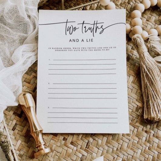 Carte de jeu Deux Vérité et un mensonge Fête des m