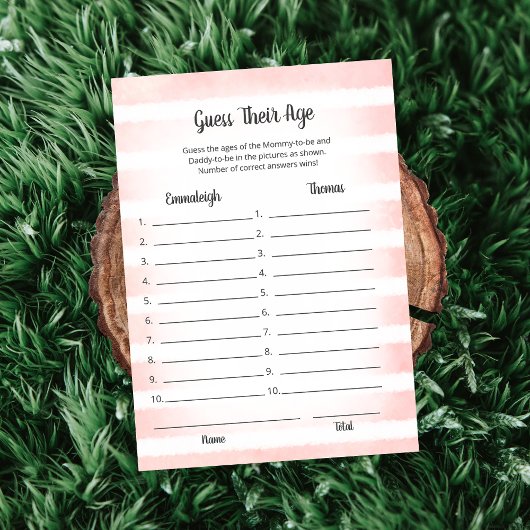 Carte de jeu devinez leur âge Lapin Blanc Rose
