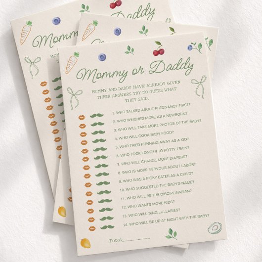 Carte de jeu devinez qui pour Baby Shower Bébé Iss