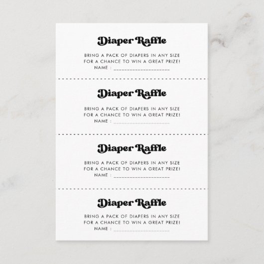 Carte de jeu Diaper Raffle retro élégant (Devant)
