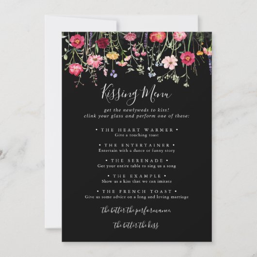 Carte de jeu du Mariage fleur sauvage Kissing Menu (Devant)