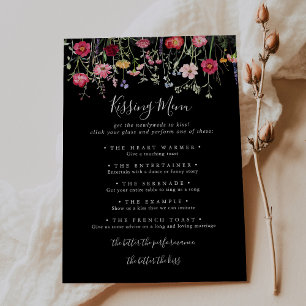 Carte de jeu du Mariage fleur sauvage Kissing Menu