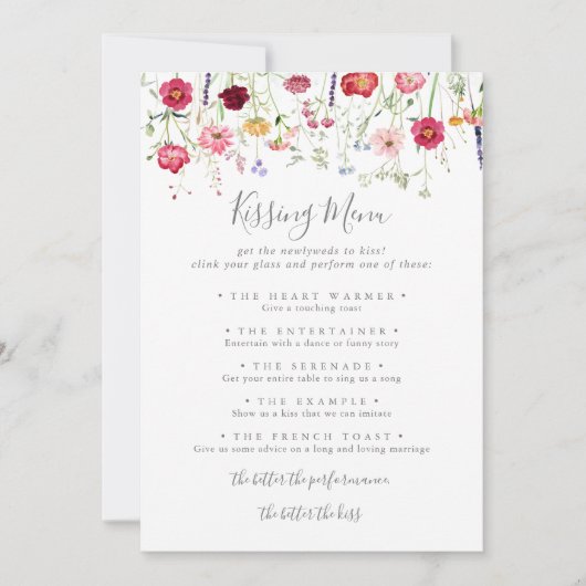 Carte de jeu du menu de baiser du Mariage Fleur sa (Devant)