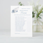 Carte de jeu Dusty blue floral bride & Groom Trivi (Debout devant)