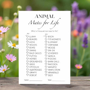Carte de jeu Fête des mariées animaux