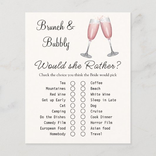 Carte de jeu Fête des mariées Champagne Rose (Devant)