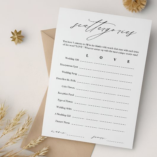 Carte de jeu Fête des mariées élégante Scattergori