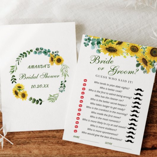 Carte de jeu Fête des mariées Sunflower Eucalyptus