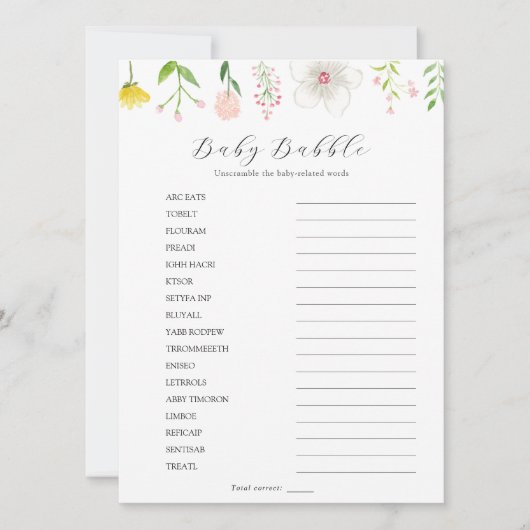 Carte de jeu fleur sauvage Babble Scramble (Devant)