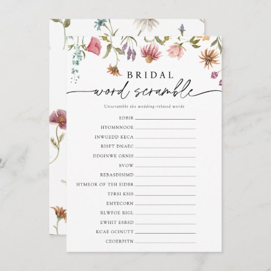 Carte de jeu fleur sauvage Bloom Brid Word Scrambl (Devant / Derrière)