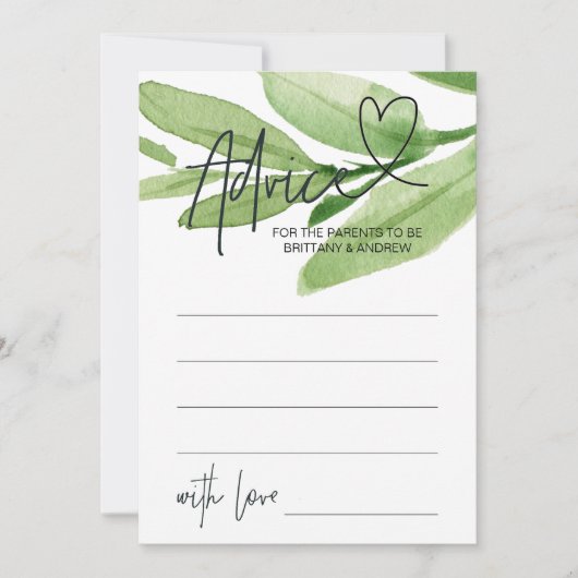 Carte de jeu Green Tropical Baby shower Advice (Devant)